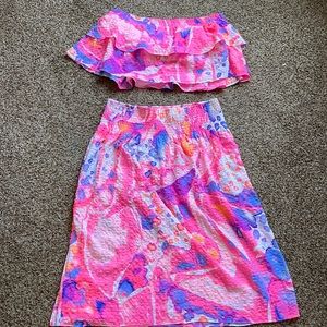 Lilly Pulitzer Berk Cropped top and MIDI Skirt Set